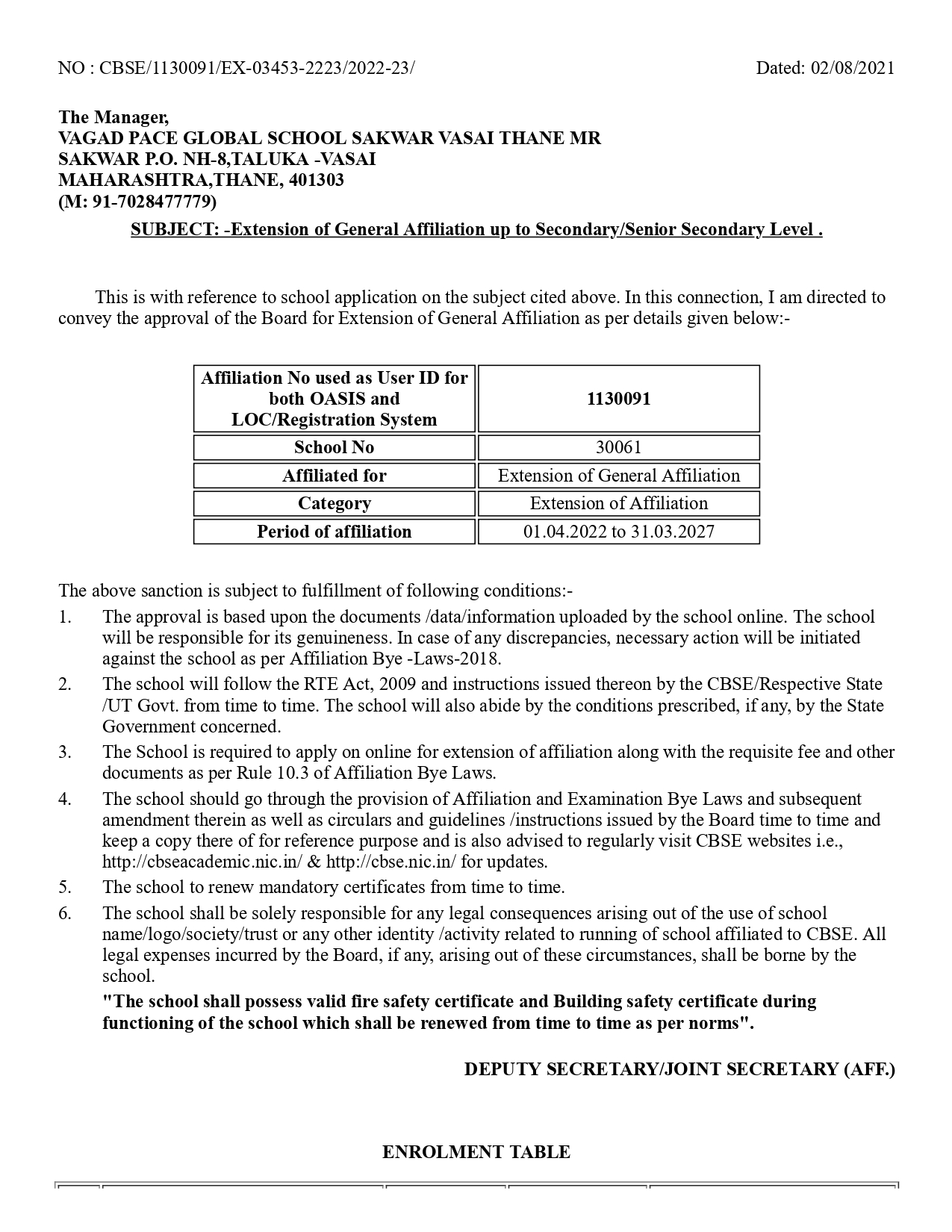 Affiliation Letter