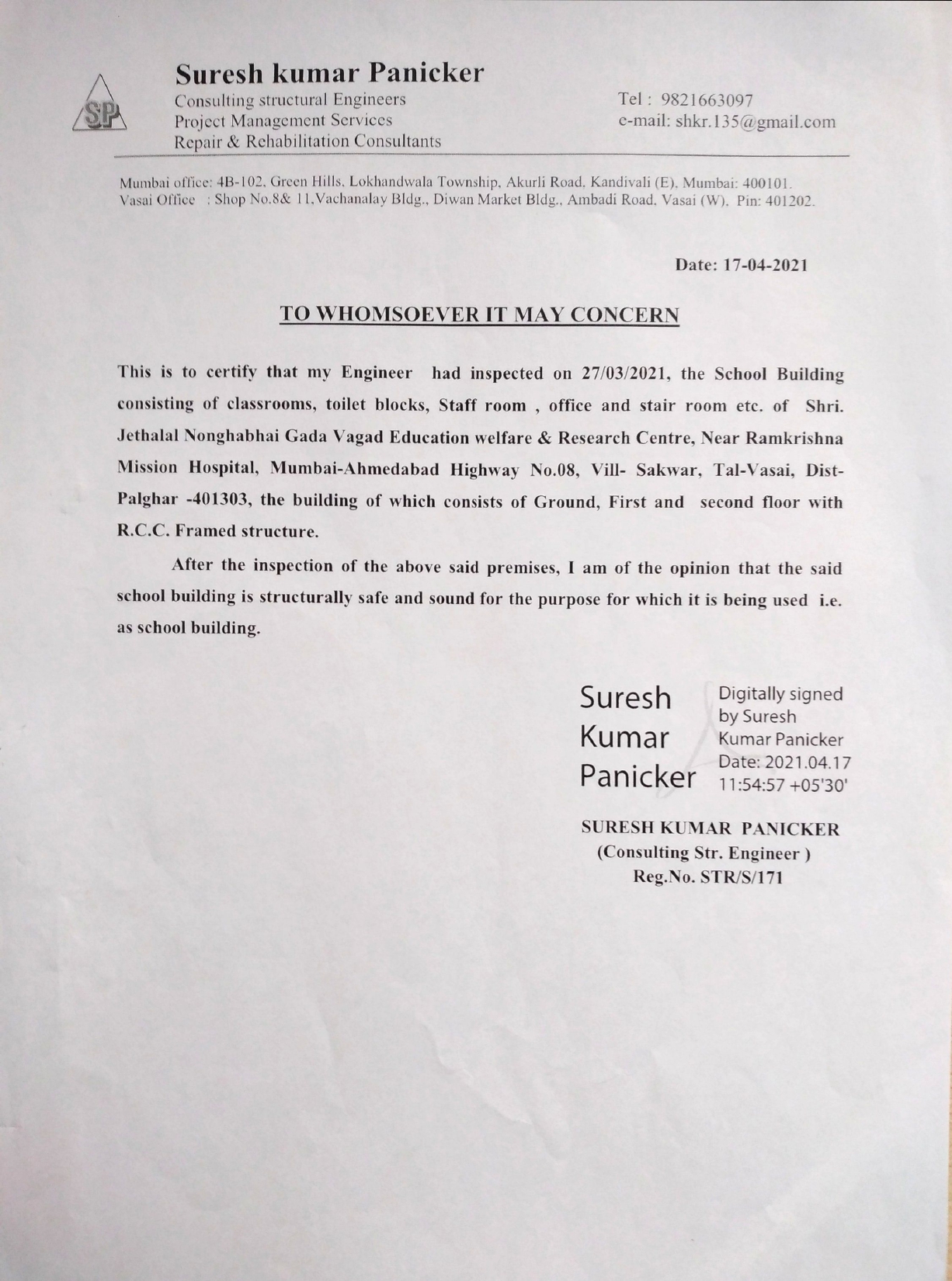 Building Safety Certificate