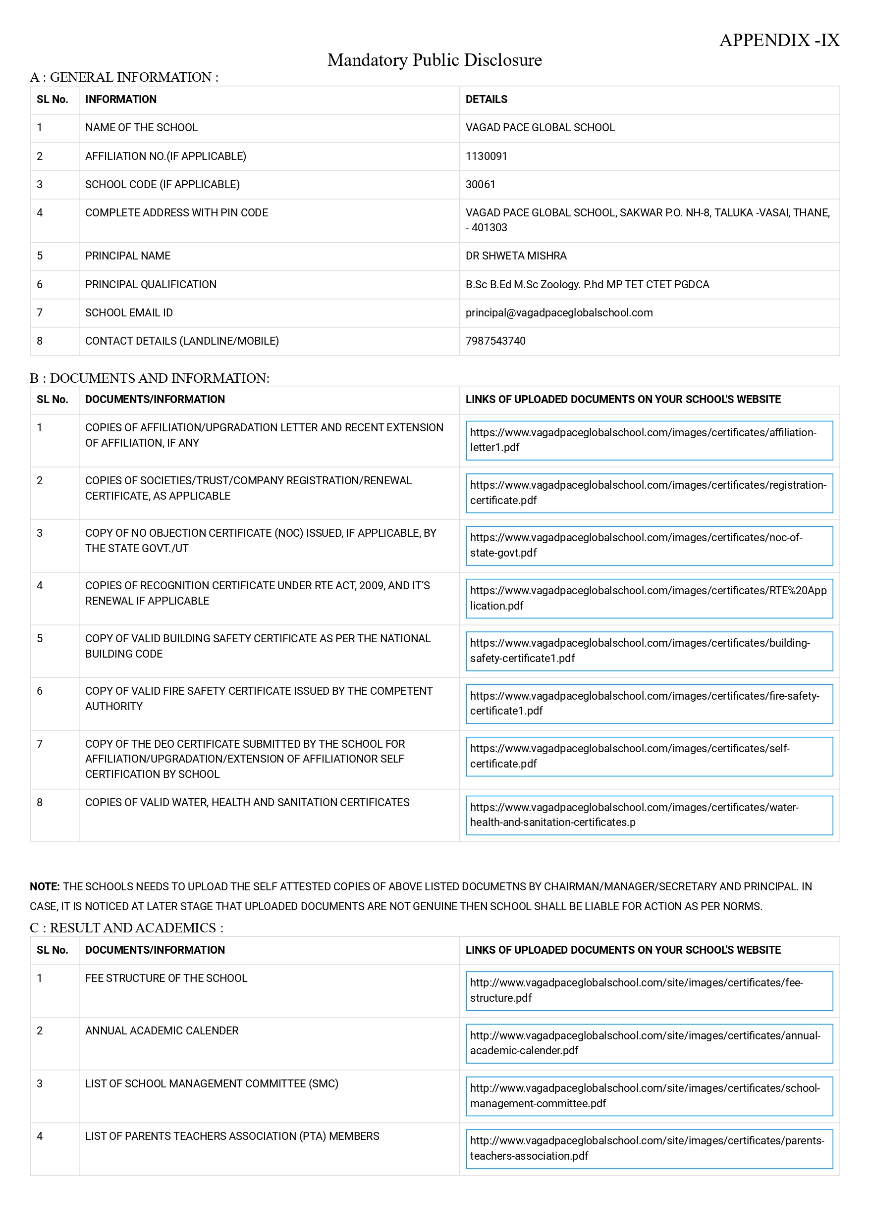 Mandatory Public Disclosure